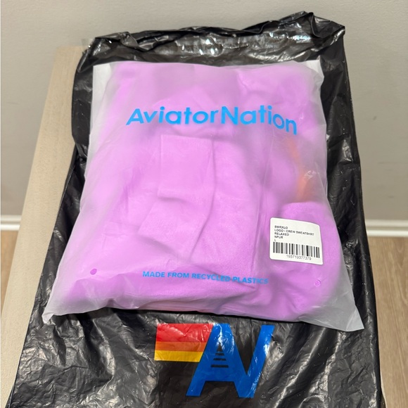 New!!! Aviator Nation Crewneck Sweatshirt Classic Logo Neon Purple Women’s Large - Picture 3 of 7